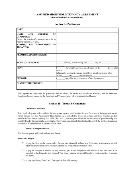 6 Month Shorthold Tenancy Agreement Template | HQ Printable Documents